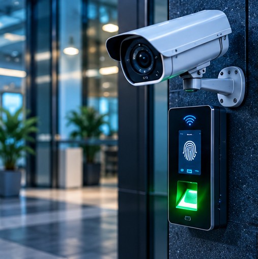 CCTV and biometric access security devices
